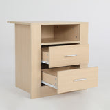 2X Bedside Tables 2 Drawer 1 Shelf ZURI - OAK