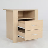 2X Bedside Tables 2 Drawer 1 Shelf ZURI - OAK