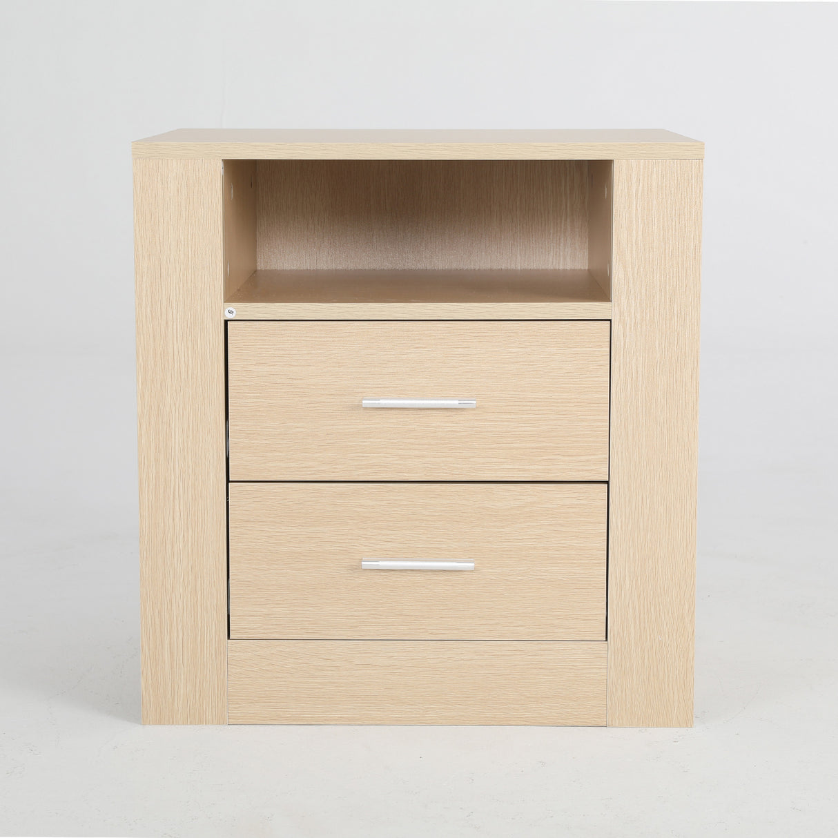 2X Bedside Tables 2 Drawer 1 Shelf ZURI - OAK