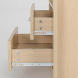 2X Bedside Tables 2 Drawer 1 Shelf ZURI - OAK - Front View