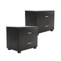 2X Bedside Tables 2 Drawer With Legs ETTA - BLACK