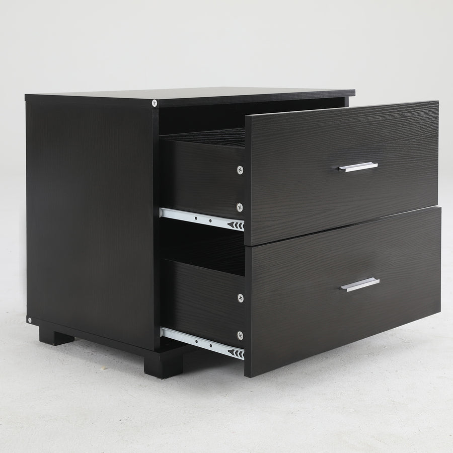 2X Bedside Tables 2 Drawer With Legs ETTA - BLACK