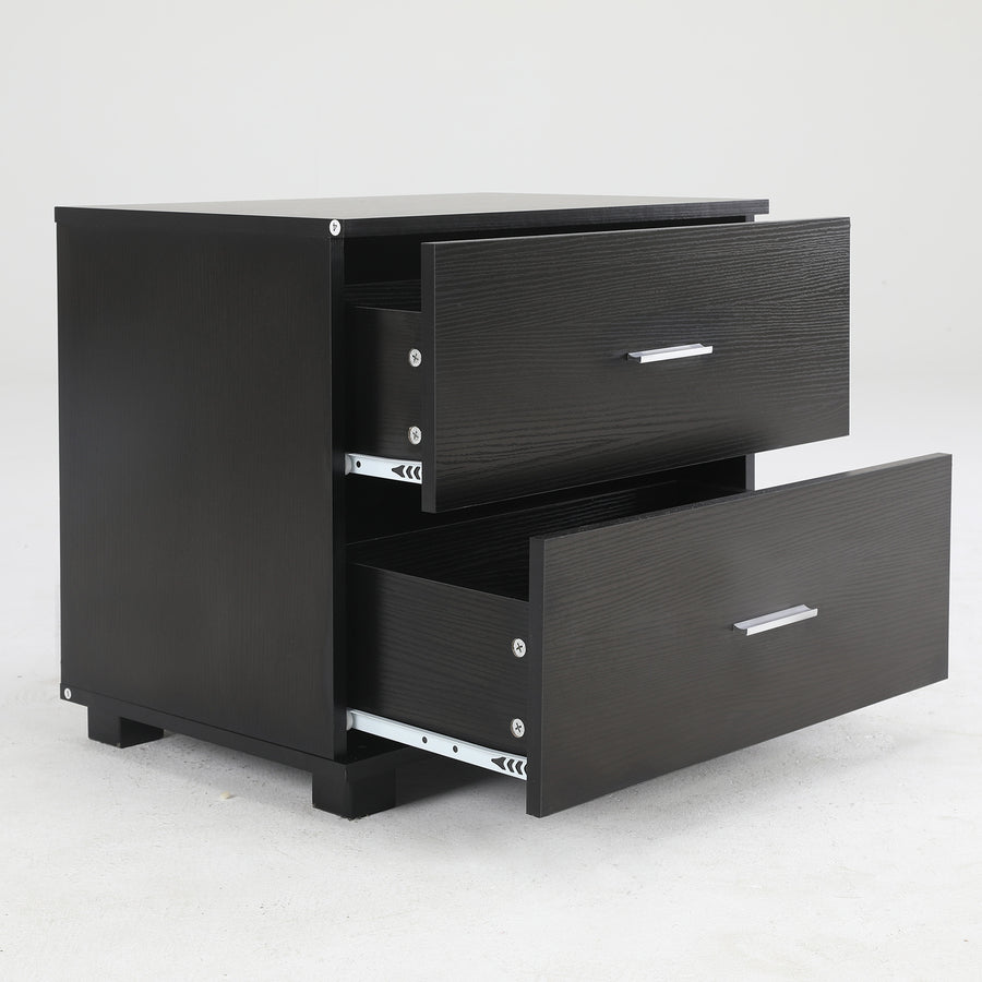 2X Bedside Tables 2 Drawer With Legs ETTA - BLACK