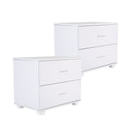 2X Bedside Tables 2 Drawer With Legs ETTA - WHITE