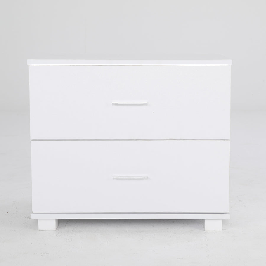 2X Bedside Tables 2 Drawer With Legs ETTA - WHITE