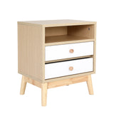 Bedside Tables 2 Drawer Wood Leg ANYA - OAK
