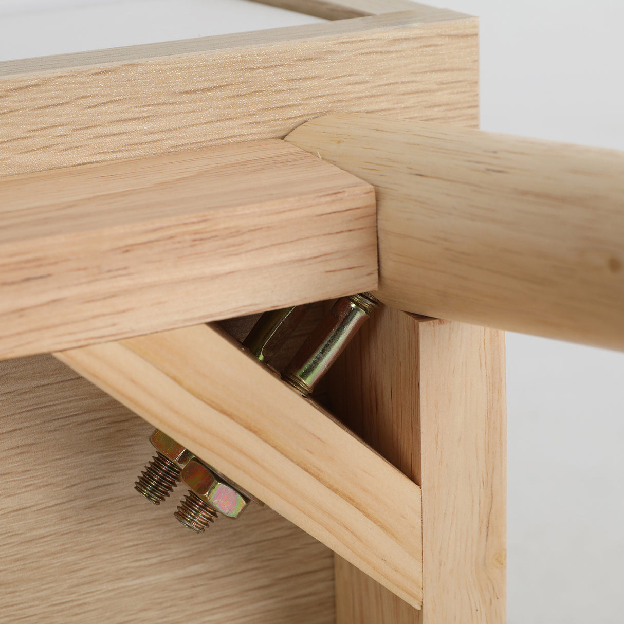 2X Bedside Tables 2 Drawer Wood Leg ANYA - OAK