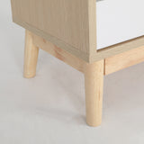 2X Bedside Tables 2 Drawer Wood Leg ANYA - OAK - Close-Up Angle