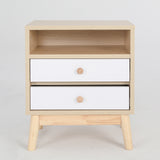Bedside Tables 2 Drawer Wood Leg ANYA - OAK