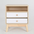 Bedside Tables 2 Drawer Wood Leg ANYA - OAK