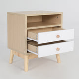 Bedside Tables 2 Drawer Wood Leg ANYA - OAK