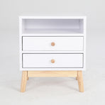 2X Bedside Tables 2 Drawer Wood Leg ANYA - WHITE