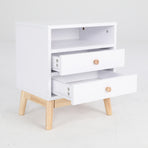 2X Bedside Tables 2 Drawer Wood Leg ANYA - WHITE