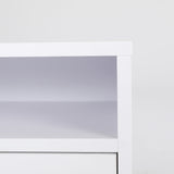 2X Bedside Tables 2 Drawer Wood Leg ANYA - WHITE - Close-Up Angle
