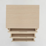2X Bedside Table 3 Drawer Wood Leg LACY - OAK