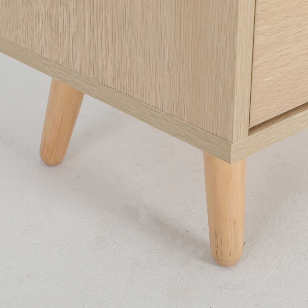 2X Bedside Table 3 Drawer Wood Leg LACY - OAK