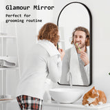 2 Set 50x100cm Wall Mirror Arc Arch Bathroom - BLACK