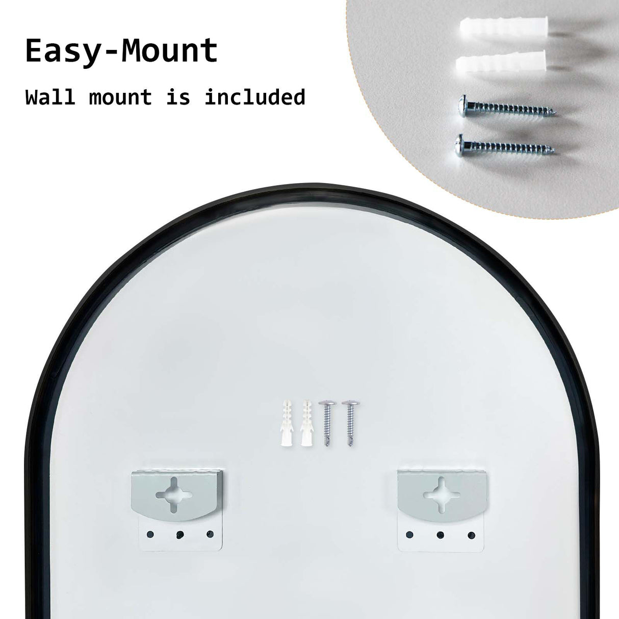 2 Set 50x100cm Wall Mirror Arc Arch Bathroom - BLACK
