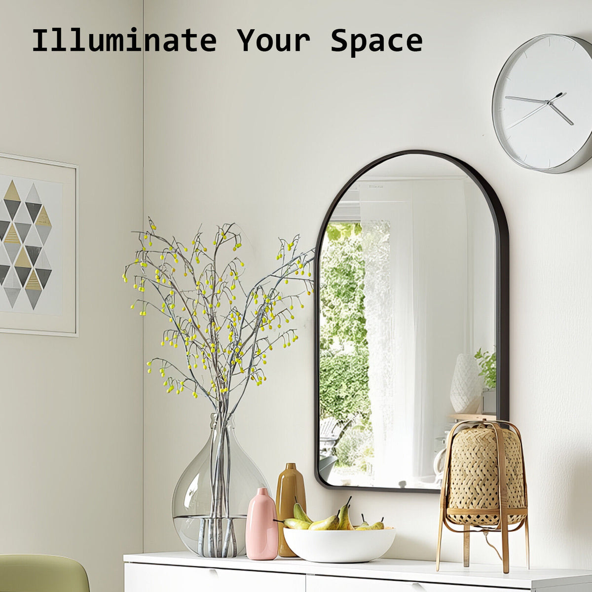2 Set 50x80cm Wall Mirror Arc Arch Bathroom - BLACK