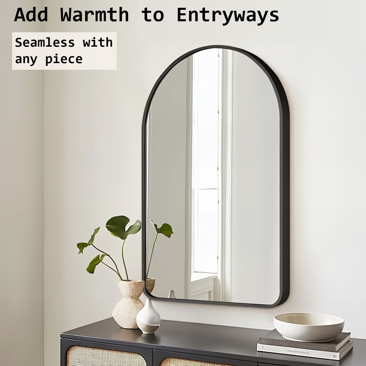 2 Set 50x80cm Wall Mirror Arc Arch Bathroom - BLACK