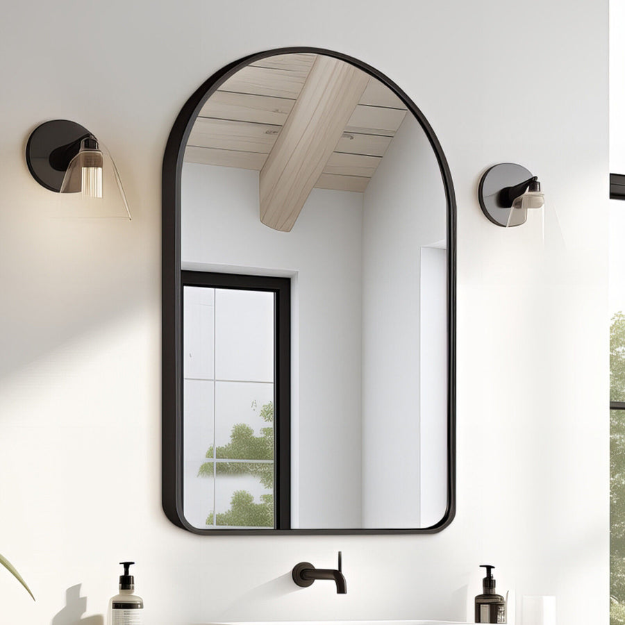 50x80cm Wall Mirror Arc Arch Bathroom - BLACK