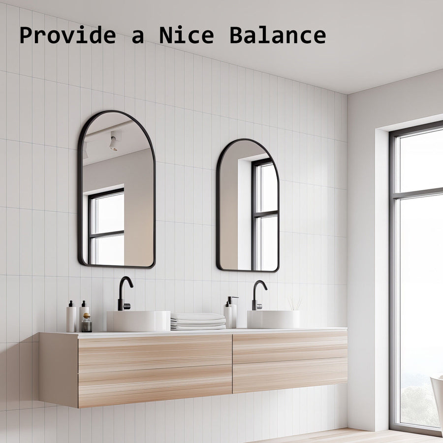 50x80cm Wall Mirror Arc Arch Bathroom - BLACK