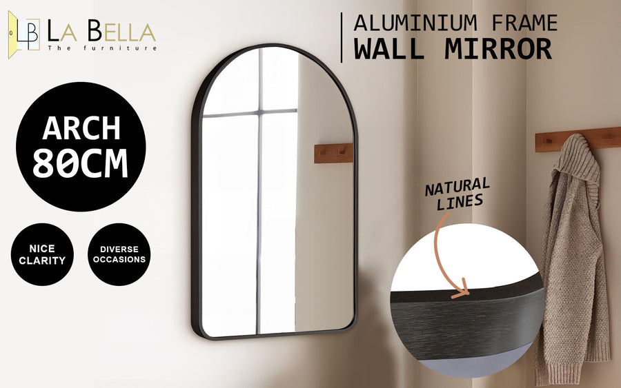 50x80cm Wall Mirror Arc Arch Bathroom - BLACK