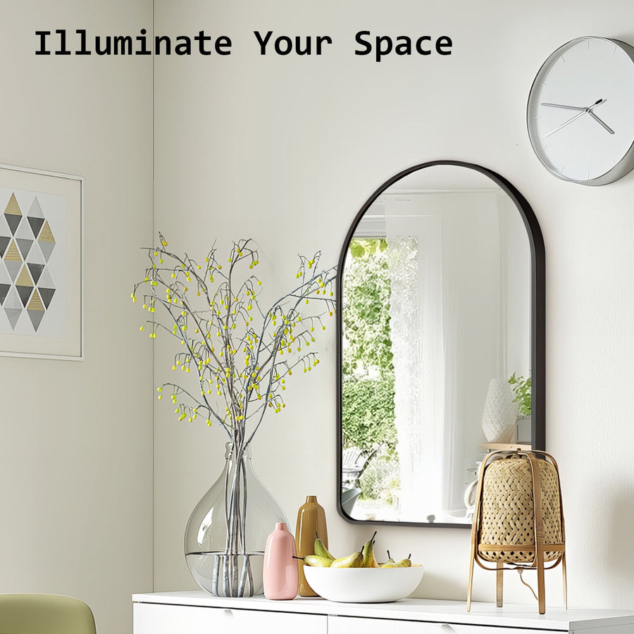 50x80cm Wall Mirror Arc Arch Bathroom - BLACK