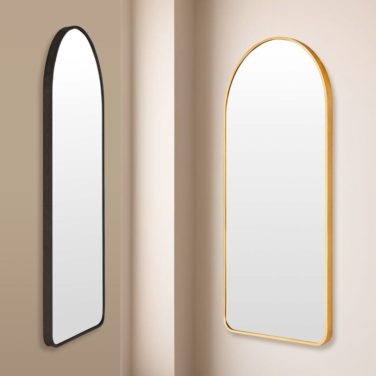 2 Set 50x100cm Wall Mirror Arc Arch Bathroom - GOLD