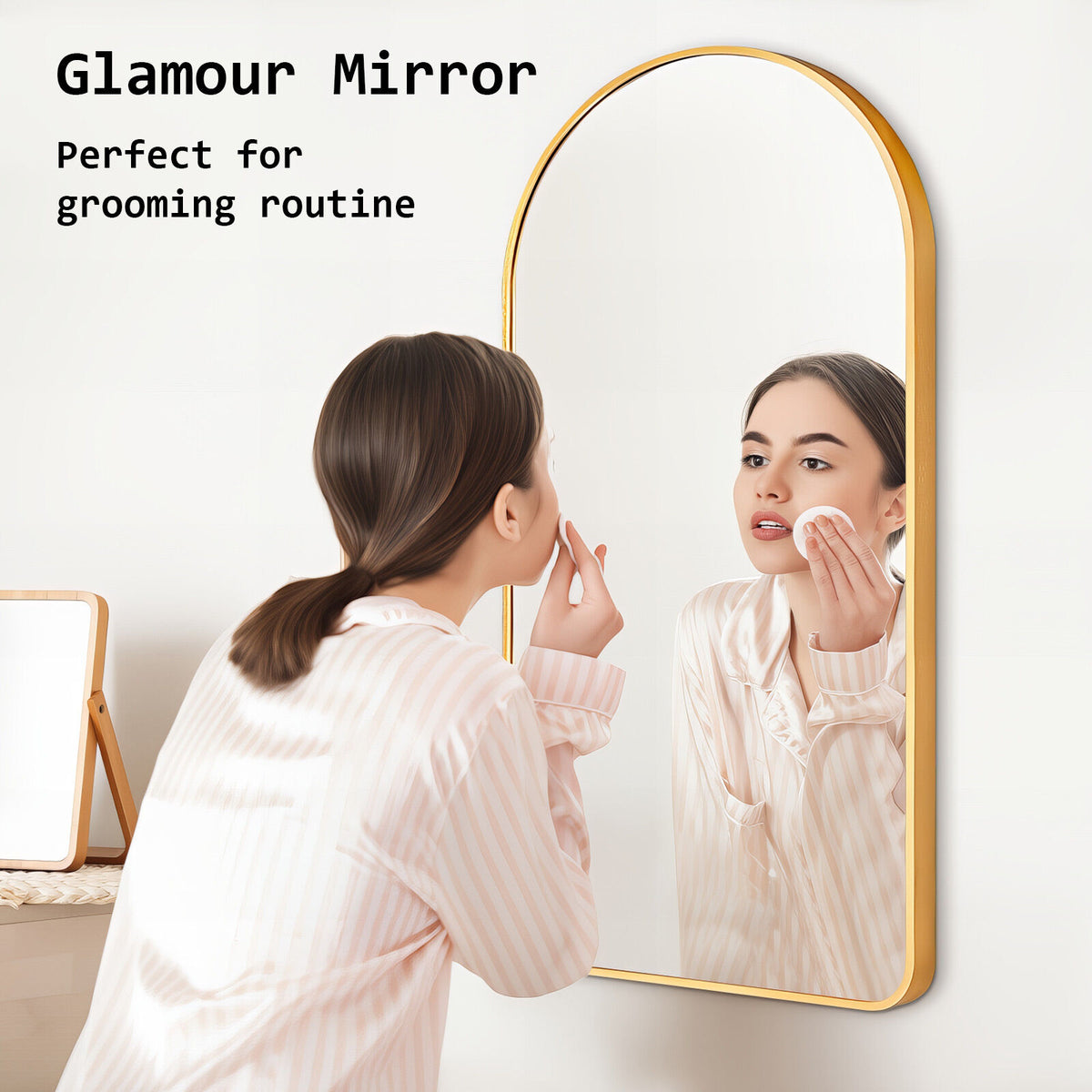 2 Set 50x100cm Wall Mirror Arc Arch Bathroom - GOLD