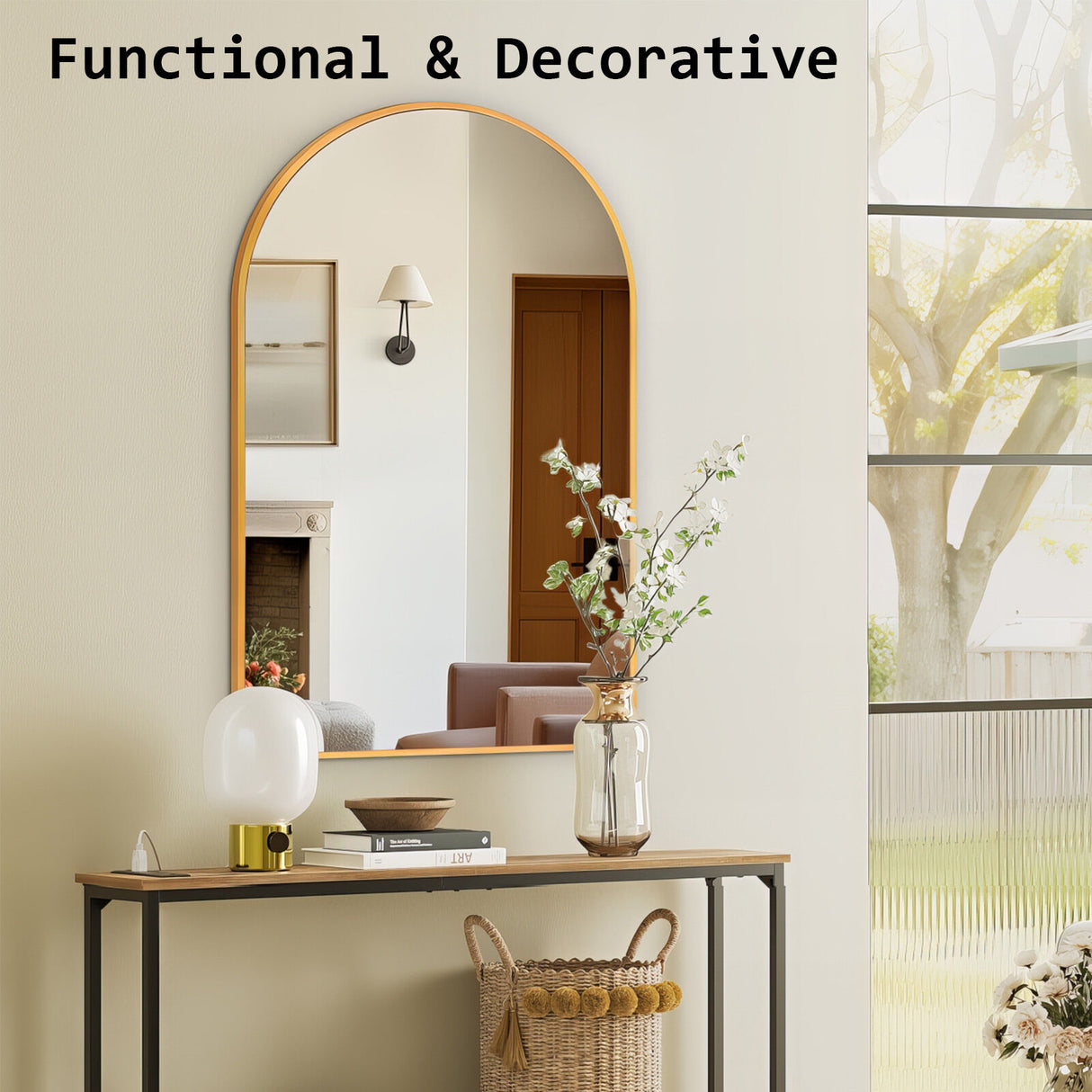 50x80cm Wall Mirror Arc Arch Bathroom - GOLD