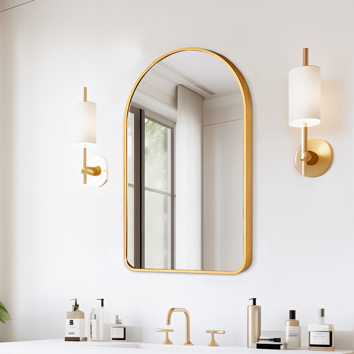 50x80cm Wall Mirror Arc Arch Bathroom - GOLD