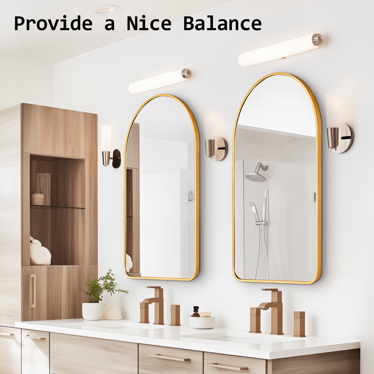 50x80cm Wall Mirror Arc Arch Bathroom - GOLD