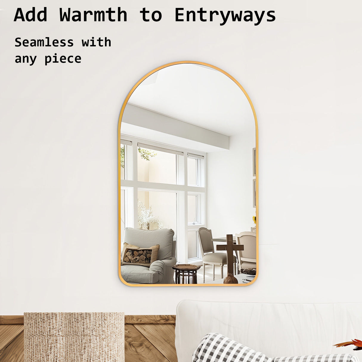 50x80cm Wall Mirror Arc Arch Bathroom - GOLD