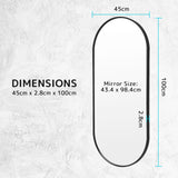 2 Set 45x100cm Wall Mirror Oval Bathroom - BLACK - Extra Image