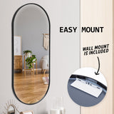 45x100cm Wall Mirror Oval Bathroom - BLACK