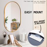 2 Set 50x75cm Wall Mirror Oval Bathroom - GOLD - Extra Image