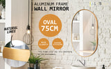 2 Set 50x75cm Wall Mirror Oval Bathroom - GOLD - Front View