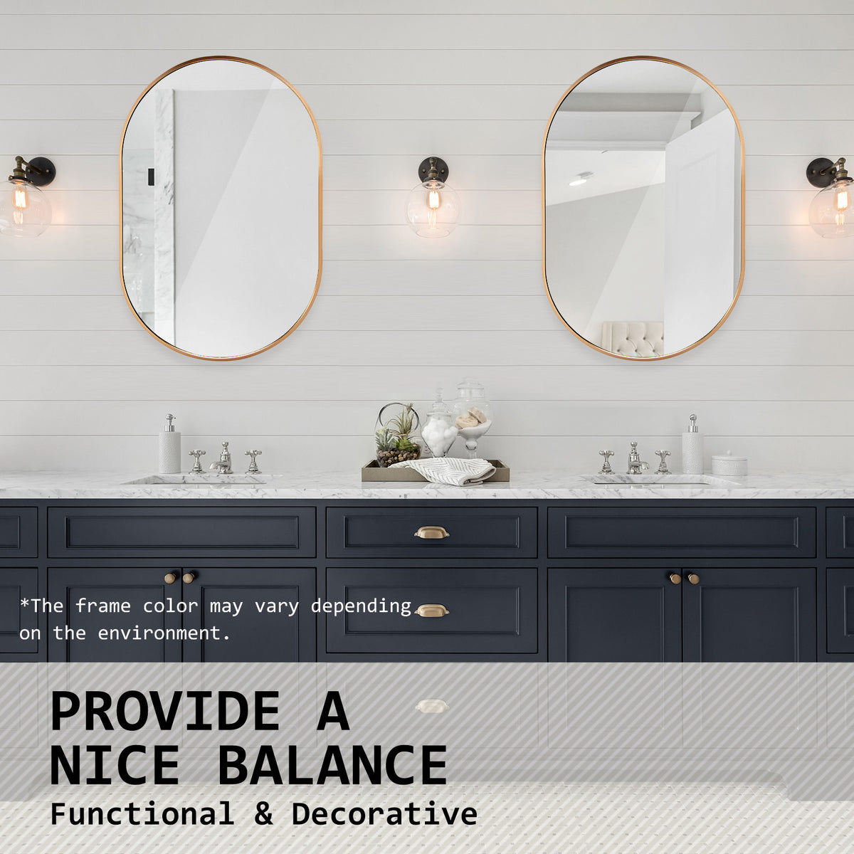 50x75cm Wall Mirror Oval Bathroom - GOLD