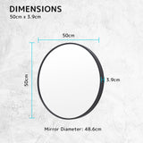 2 Set 50cm Wall Mirror Round Bathroom - BLACK - Extra Image