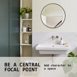 2 Set 50cm Wall Mirror Round Bathroom - BLACK - Close-Up Angle