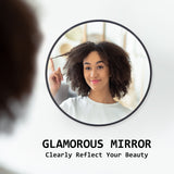 2 Set 60cm Wall Mirror Round Bathroom - BLACK - Side View