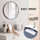 60cm Wall Mirror Round Bathroom - BLACK - Extra Image