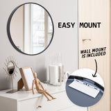 2 Set 70cm Wall Mirror Round Bathroom - BLACK - Extra Image