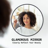 2 Set 70cm Wall Mirror Round Bathroom - BLACK - Side View