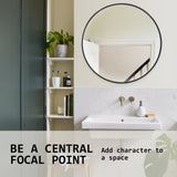 2 Set 80cm Wall Mirror Round Bathroom - BLACK - Close-Up Angle