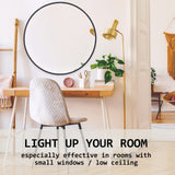 2 Set 80cm Wall Mirror Round Bathroom - BLACK - Rear View
