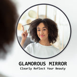 2 Set 80cm Wall Mirror Round Bathroom - BLACK - Side View