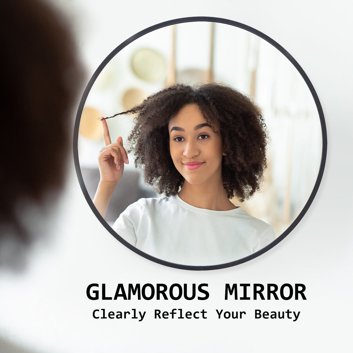 80cm Wall Mirror Round Bathroom - BLACK