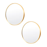 2 Set 50cm Wall Mirror Round Bathroom - GOLD